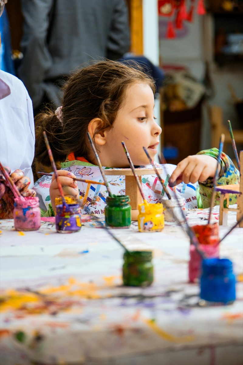 Children doing arts and crafts in inner city Sydney
