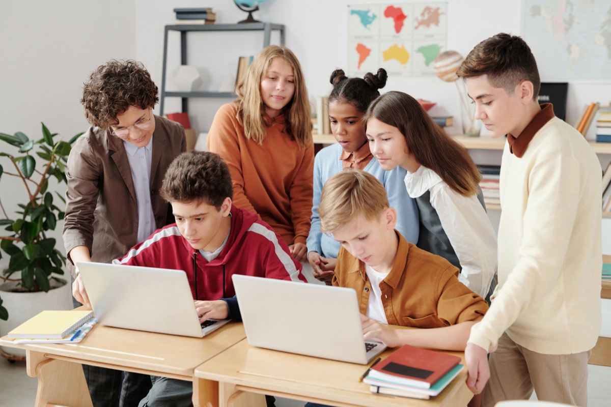 Children at a STEM or coding workshop in the Hills District